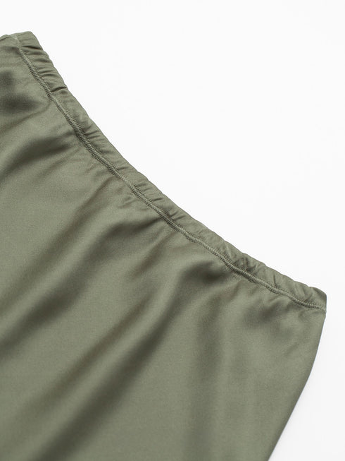 Japanese Washable Double-Satin Mermaid Midi Skirt - Ultra-Fine High-Twist Layered Slip Skirt
