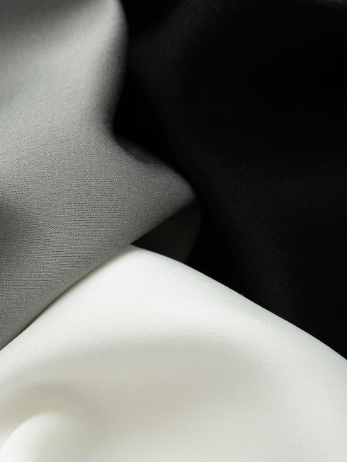 Japanese Triacetate Luminous Double-Satin Wide-Leg Pants - Elastic Waist Airy Draped Trousers