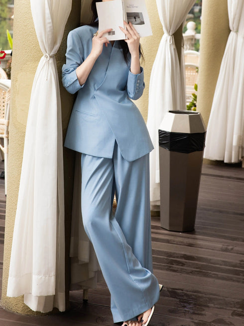 Luxury Tailored Women’s Blazer & Wide-Leg Trouser Suit Set – Elegant Spring Business Formal Two‑Piece