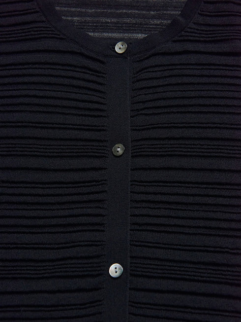 Old Money Relaxed Cardigan – Airy Crinkle 16-Gauge Slimming Batwing Sleeve