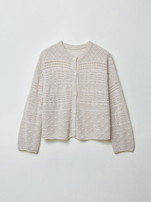 South of France Holiday Glitter Cardigan – Cashmere Blend Metallic Loose-Fit Knit