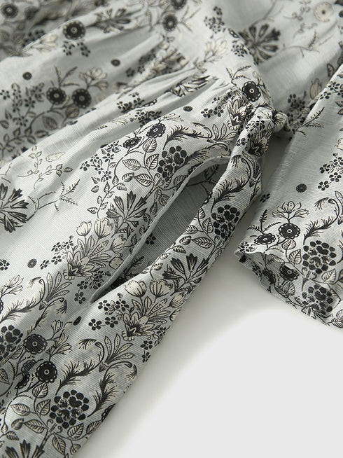 Luxury Silk-Linen Blend Dress – Floral Print, Effortlessly Elegant