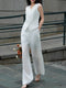100% Linen Sleeveless Vest & Wide-Leg Pants Set – Minimalist Summer Tailored Two‑Piece