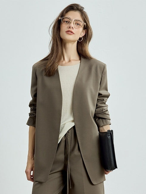 Fine Wool Blazer, Vest, Shorts & Skirt Set – Light Luxury Early Autumn Ensemble (Sold Separately)