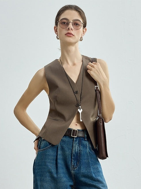 Fine Wool Blazer, Vest, Shorts & Skirt Set – Light Luxury Early Autumn Ensemble (Sold Separately)