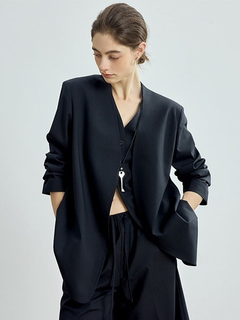 Fine Wool Blazer, Vest, Shorts & Skirt Set – Light Luxury Early Autumn Ensemble (Sold Separately)