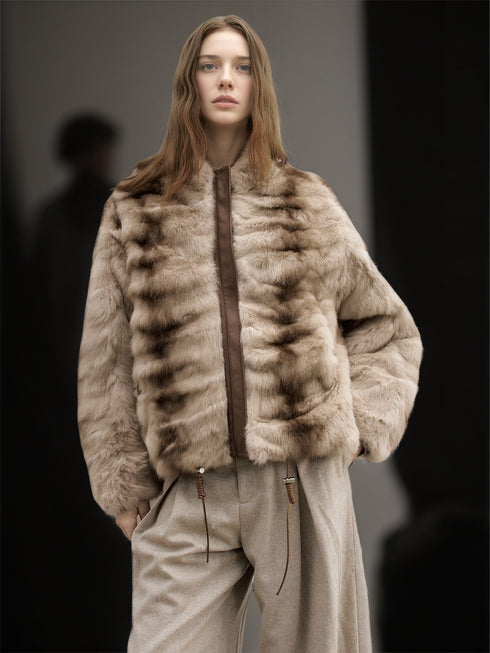 Women’s Reversible Fur Parka Jacket | Short Winter Coat with Soft Plush Design