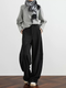 Women's Black Scythe Pants – Fall/Winter Extended Wool Wide-Leg Banana Trousers