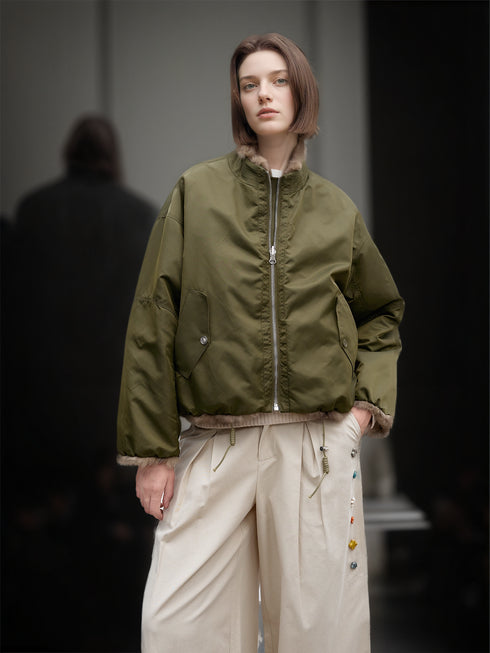 Women’s Reversible Fur Parka Jacket | Short Winter Coat with Soft Plush Design