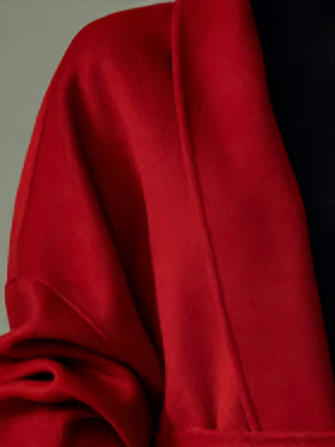 High-End Hepburn-Style Red Wool Coat for Women | Elegant Vintage Double-Faced Wool Overcoat for Christmas