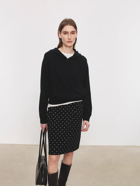Vintage Double-Layer Jacquard Polka Dot Skirt | Mercerized Wool Knit Skirt