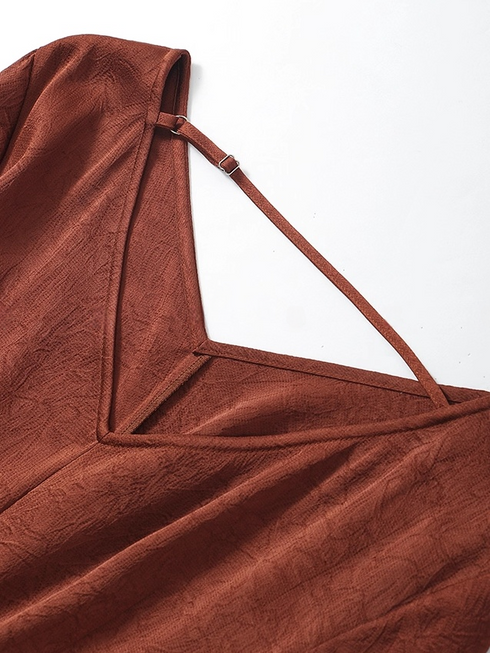 Luxury Shiny Bubble Satin Ruched Wrap Dress for Women – Hand-Pleated Tie-Waist Slim Fit Elegant Outfit