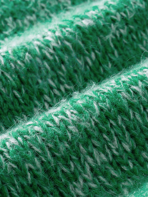 Green Wool Blend Speckled Knit Sweater for Women – Vintage Winter Pullover Top