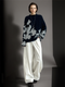 Women’s Wool Cashmere Jacquard Knit Sweater | Soft Brushed Pullover with Relaxed Fit for Fall Winter