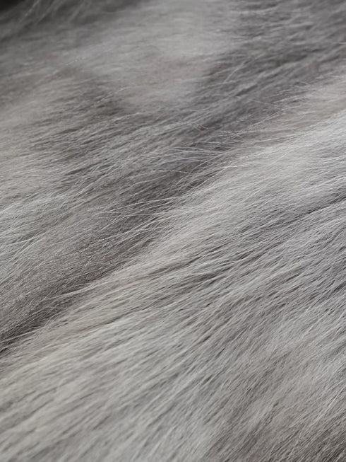 Women’s Raccoon Fur Jacket | Short Two-Tone Ombre V-Neck Winter Coat