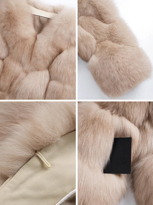 Women’s Short Fox Fur Coat | Chic Winter Jacket with Soft Fluffy Texture