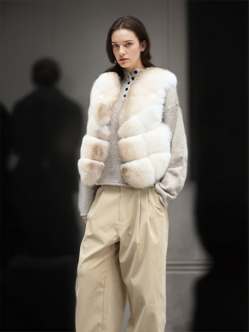 Women’s Fox Fur Vest | Short Winter Gilet Inspired by Finnish Saga Furs Design