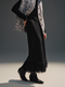 Double-Layer Thick Wool Cross-Stitch Tassel Sequin Embellished Knit Midi Skirt