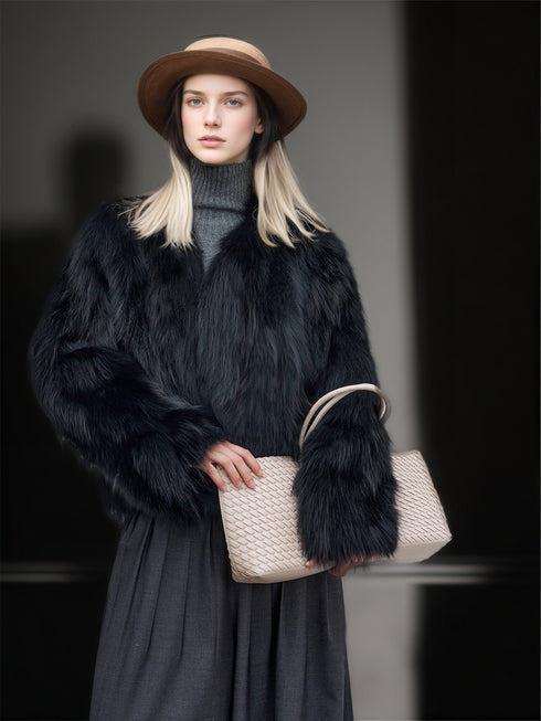 Women’s Fox Fur Jacket | Slim Fit Short Winter Coat Inspired by Finnish Design