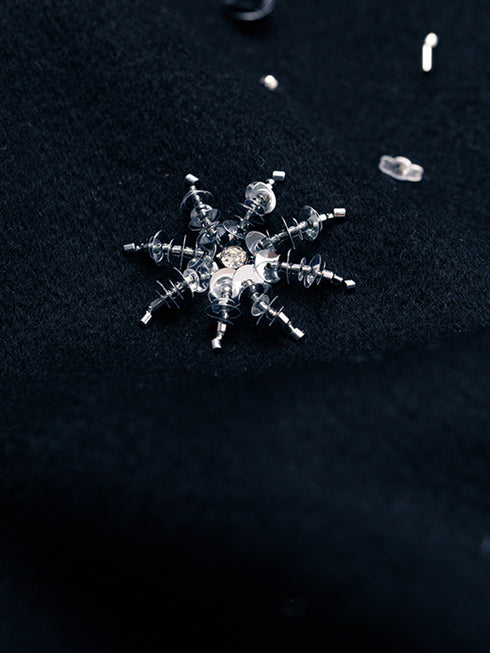 French Elegant Wool Cape Coat – New Winter Woolen Jacket with 3D Snowflake Beading