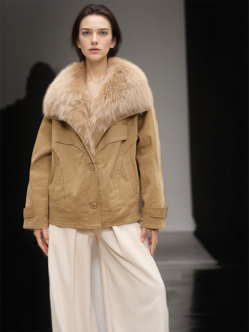 Women’s Down Parka Jacket with Fox Fur Hood | 90% White Goose Down Winter Coat