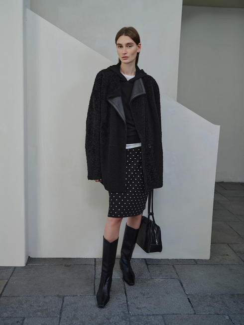 Vintage Double-Layer Jacquard Polka Dot Skirt | Mercerized Wool Knit Skirt