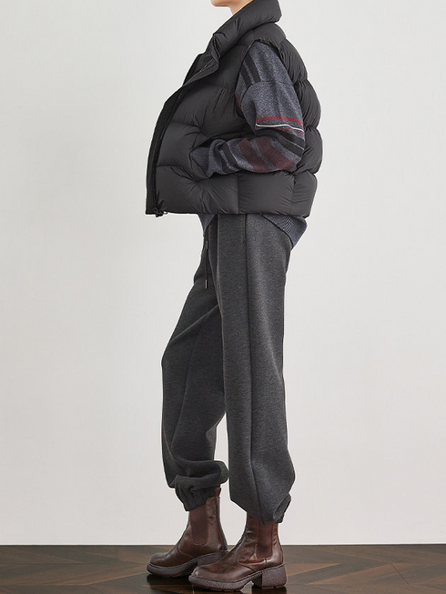 Yak Wool Air-Layer Gray Fleece-Lined Jogger Sweatpants for Women — Thickened Relaxed-Fit Casual Sports Pants