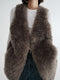 Eco-Faux Fur V-Neck Vest – Classic Straight Cut Warm & Luxurious Texture