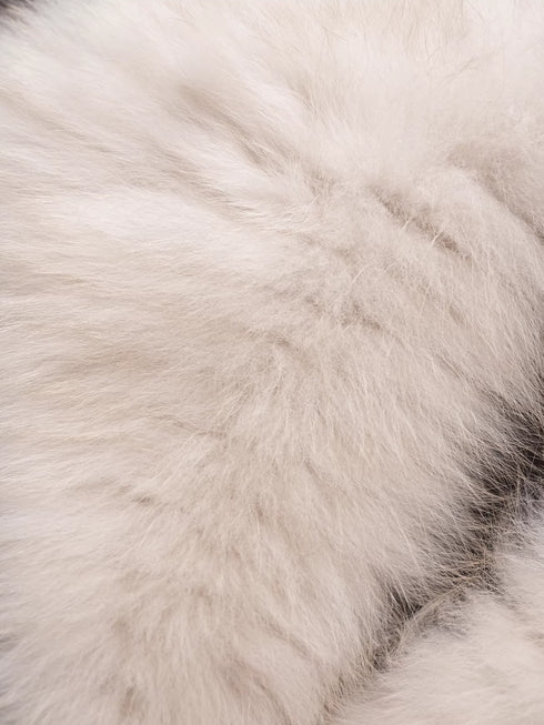 Women’s Wool-Blend Down Coat with Fox Fur Collar | 90% White Goose Down Winter Jacket
