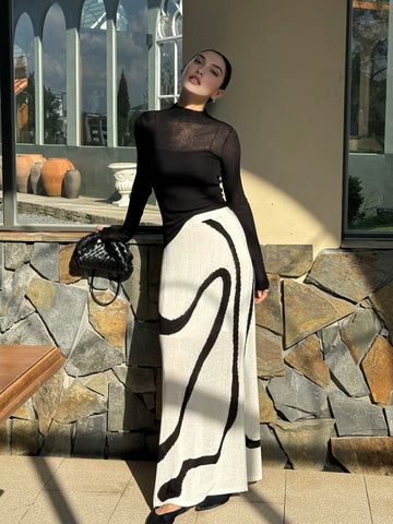 Artistic Chic Midi Skirt for Women | Fall Collection, Luxe and High-End Long Skirt