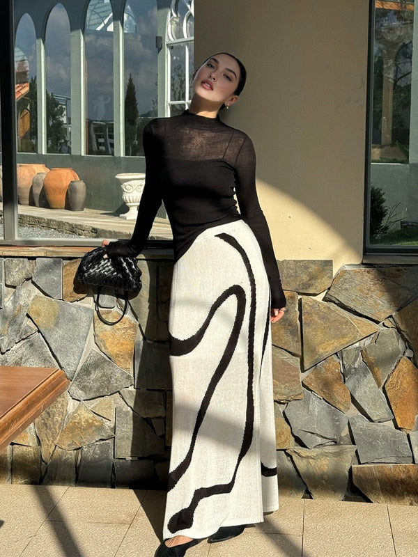 Artistic Chic Midi Skirt for Women | Fall Collection, Luxe and High-End Long Skirt