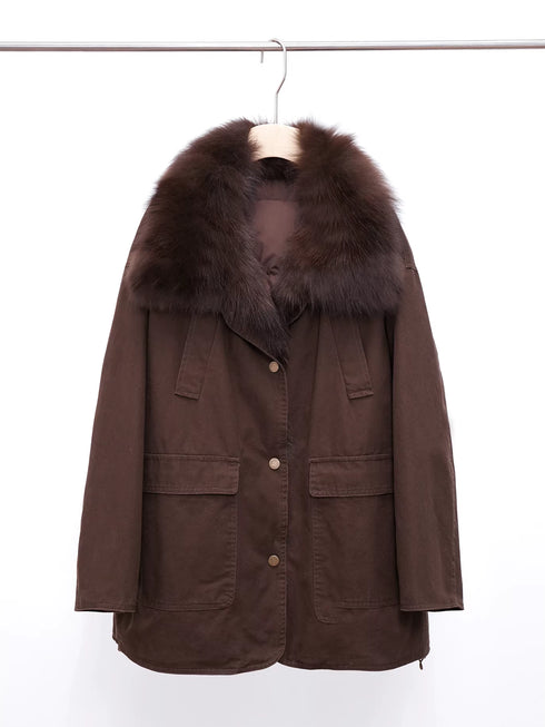 Women’s Mid-Length Down Parka with Fox Fur Hood | 90% White Goose Down Winter Coat