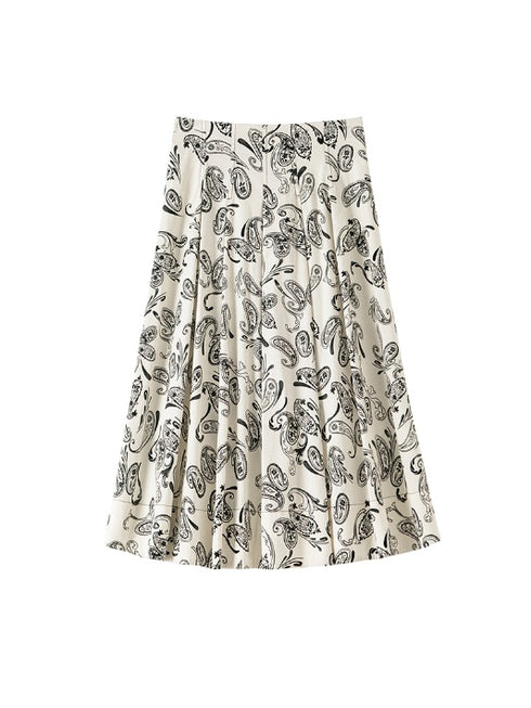 Paisley Nomad Series | 32S Cotton Poplin T-Back Shirt & High-Waist Skirt Set