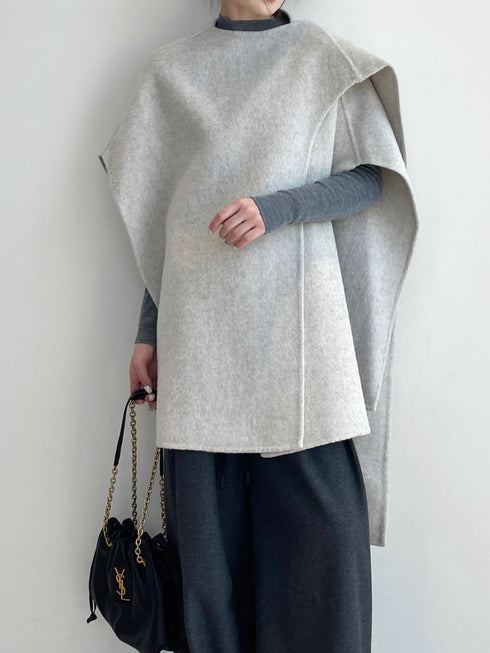 Wool Double-Faced Scarf Collar Cape Coat for Women | Elegant Winter Wool Cloak Jacket