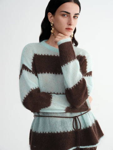 Soft Fuzzy Mohair & Merino Wool Pullover Sweater for Women | Cozy Fall Winter Knitwear