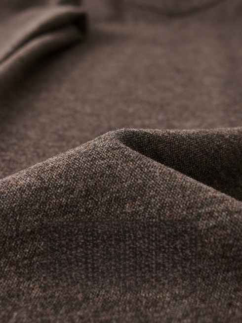 Women's Mocha Brown Wool Sweatpants – Thick Winter Old-Money Style Curved-Leg Athletic Trousers