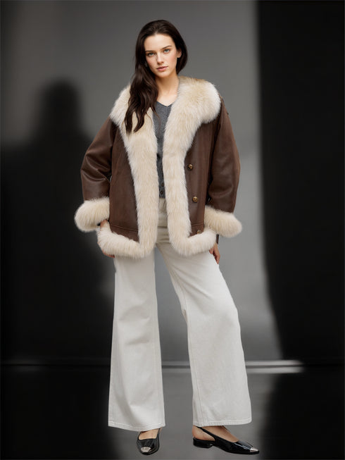 Women’s Mid-Length Down Coat with Fox Fur Hood | 90% White Goose Down Winter Jacket