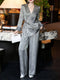 Sophisticated Autumn Professional Set – Chinese-Inspired Viscose Jacquard Tie-Waist Suit