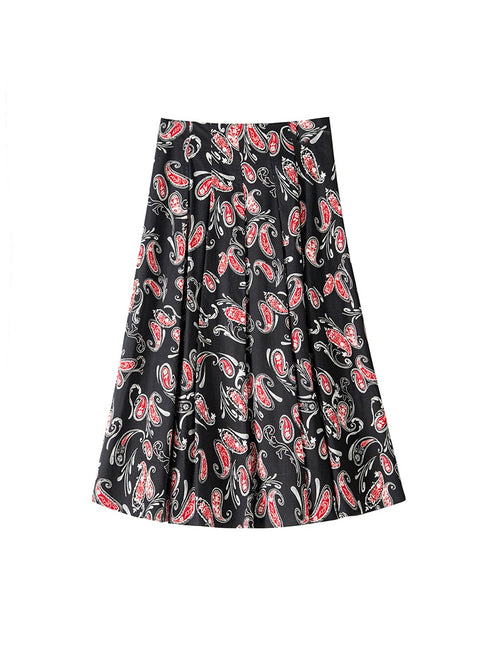 Paisley Nomad Series | 32S Cotton Poplin T-Back Shirt & High-Waist Skirt Set