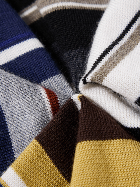 Washed Wool Striped Oversized Sweater for Women – Thick German-Style BIELLA Knit