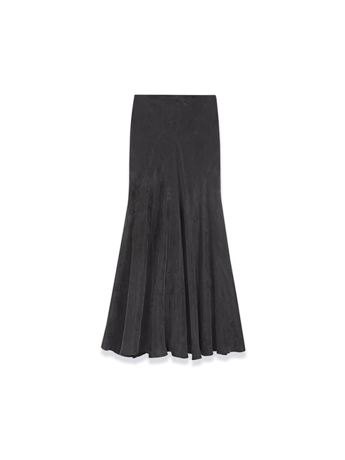 Matte Velvet-Like Copper Ammonia Fish Tail Midi Skirt - Soft Washed Comfort for All-Day Wear