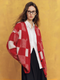 French-Style Wool Checkered Christmas Cardigan – New Cozy Loose-Fit Knit Sweater for Women