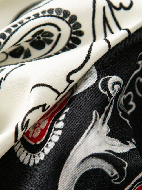 Paisley Nomad Series | 32S Cotton Poplin T-Back Shirt & High-Waist Skirt Set