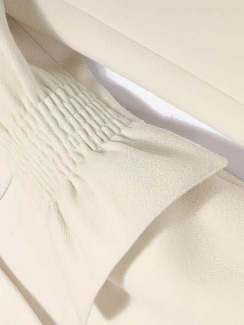 Natural Brushed-Wool Single-Face Coat Dress with Quiet-Luxury Shawl Collar and Metallic Button Waist Detail
