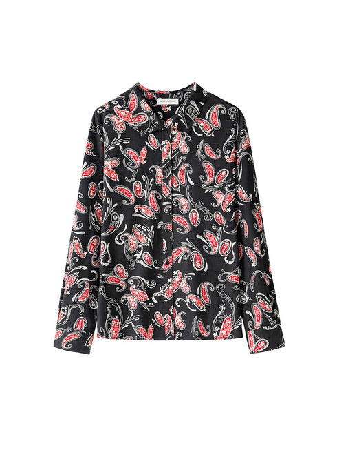 Paisley Nomad Series | 32S Cotton Poplin T-Back Shirt & High-Waist Skirt Set