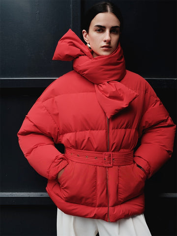 White Duck Down Oversized Puffer Jacket | Women's Quilted Autumn/Winter Classic Loose Fit
