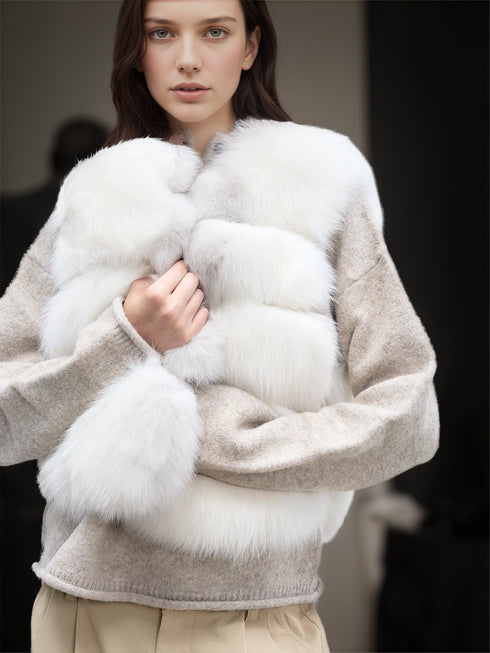 Women’s Short Fox Fur Vest | Chic Fall Winter Sleeveless Jacket by Sagafurs-Inspired Design
