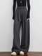 Women's Gray Wool Wide-Leg Pants – Draped Straight-Leg Casual Suit Trousers for Fall, Influencer Favorite