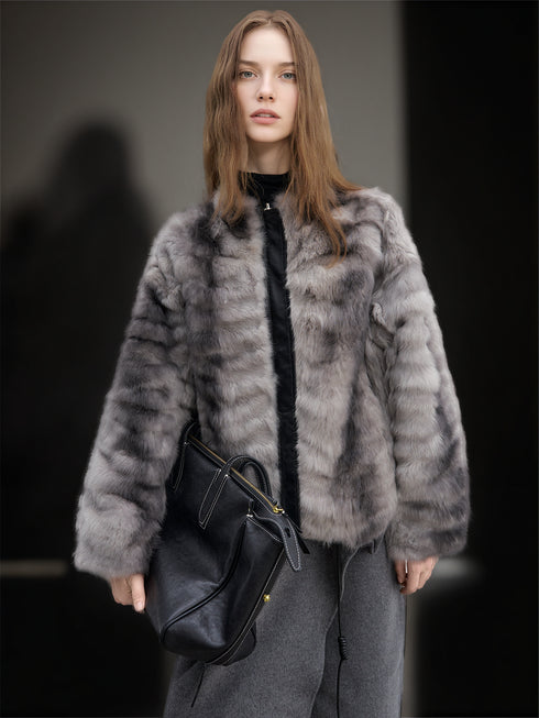 Women’s Reversible Fur Parka Jacket | Short Winter Coat with Soft Plush Design