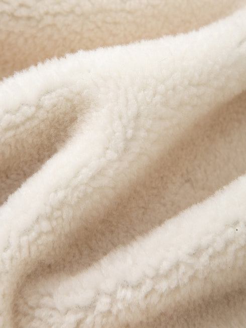 Reversible Sheepskin Lamb Fur Coat - Loose-Fit Wool-Trimmed Shearling Jacket